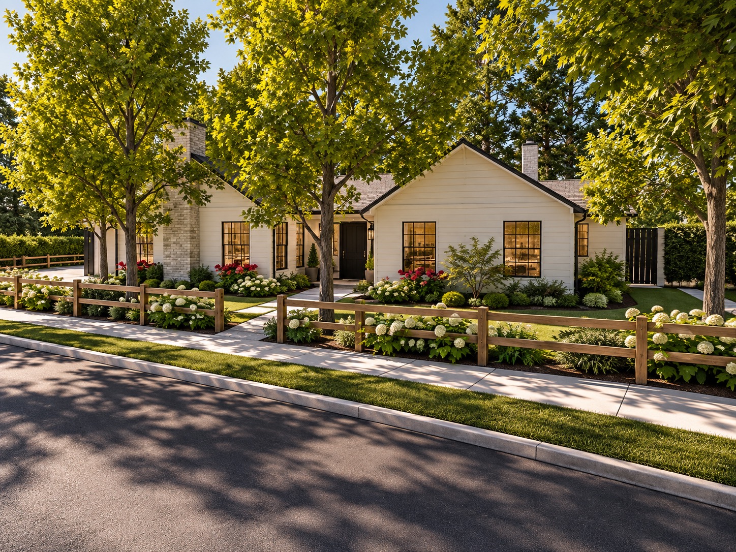 Suburban Farmhouse front yard rendering