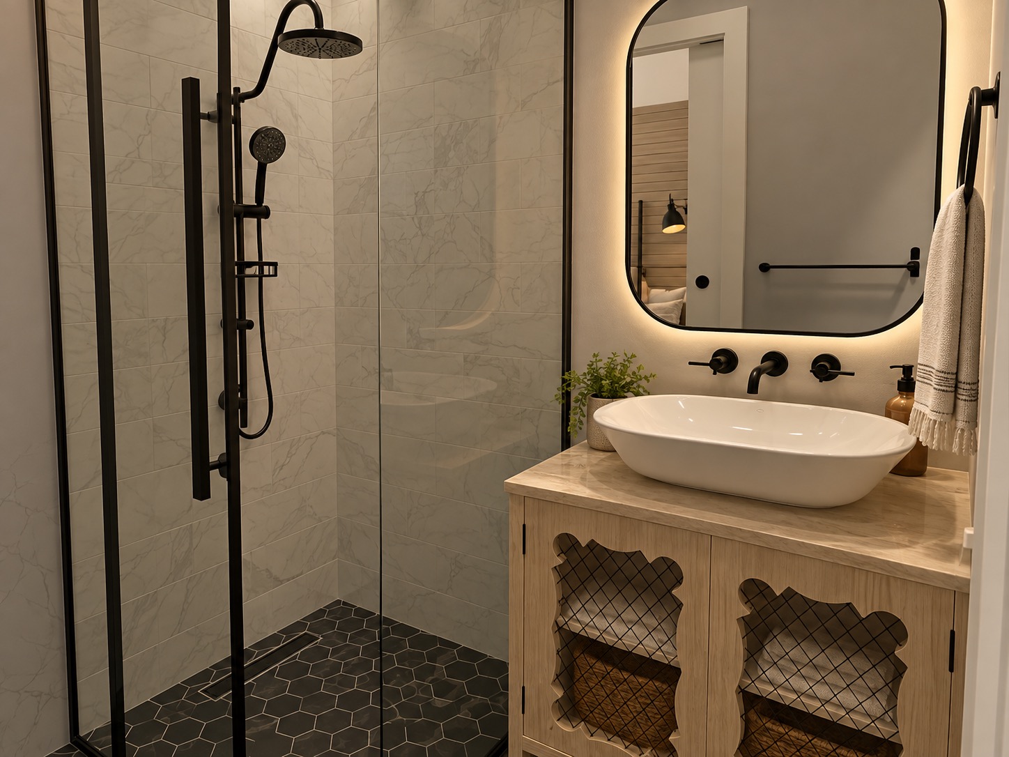 Suburban Farmhouse Jack & Jill Bathroom 2