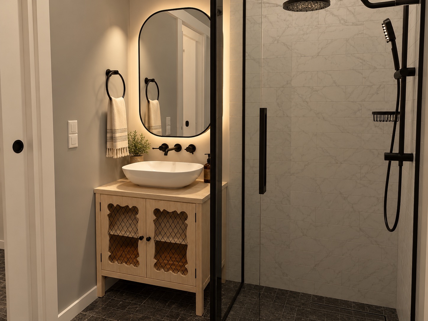 Suburban Farmhouse Jack & Jill Bathroom 5