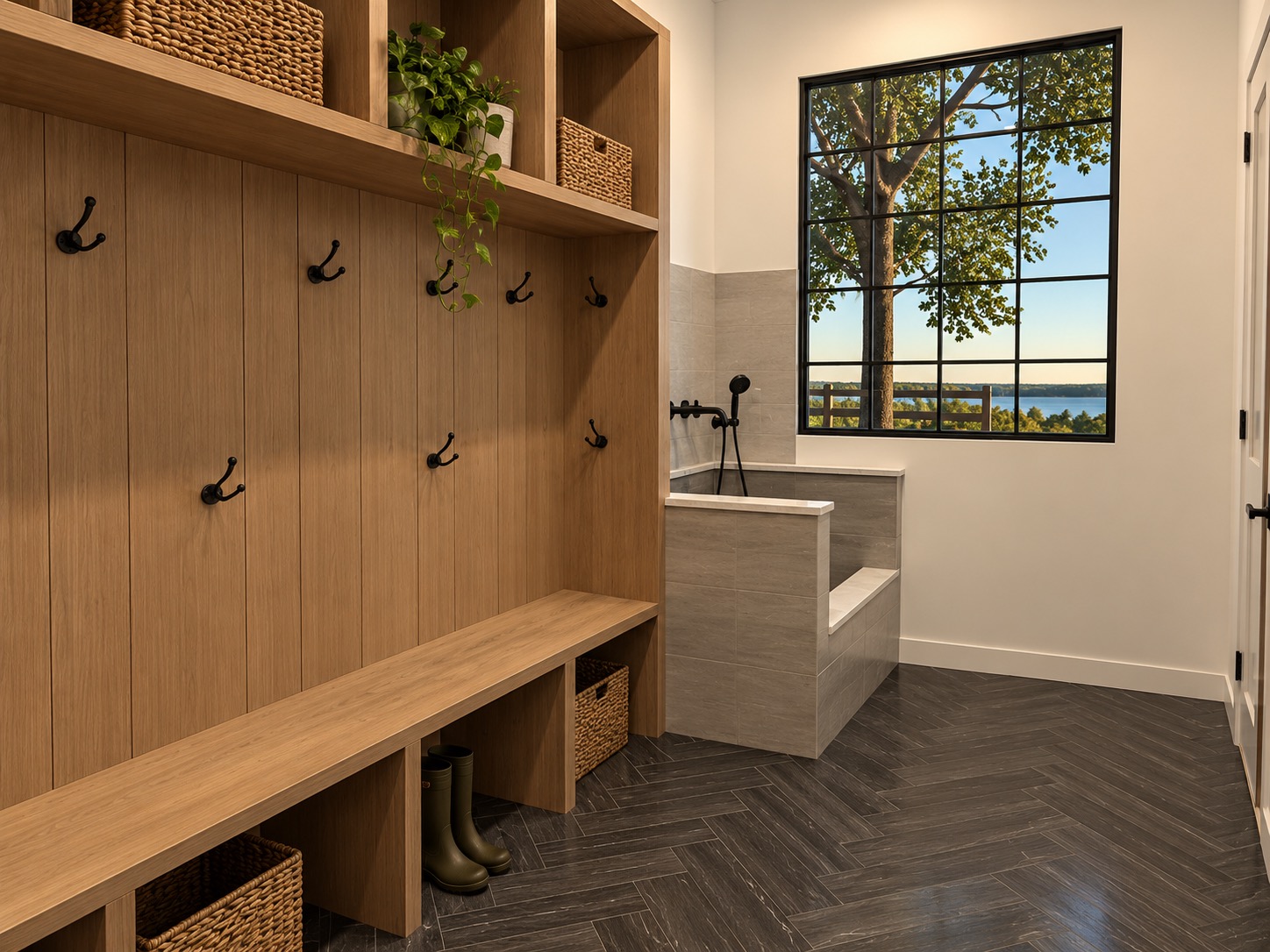 Suburban Farmhouse Mud Room 1