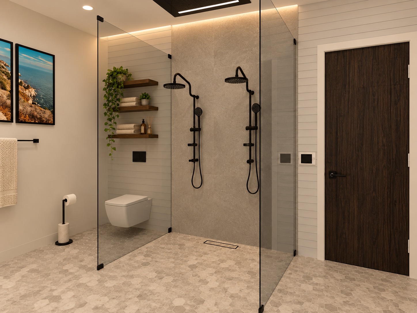 Suburban Farmhouse Primary Bathroom 2