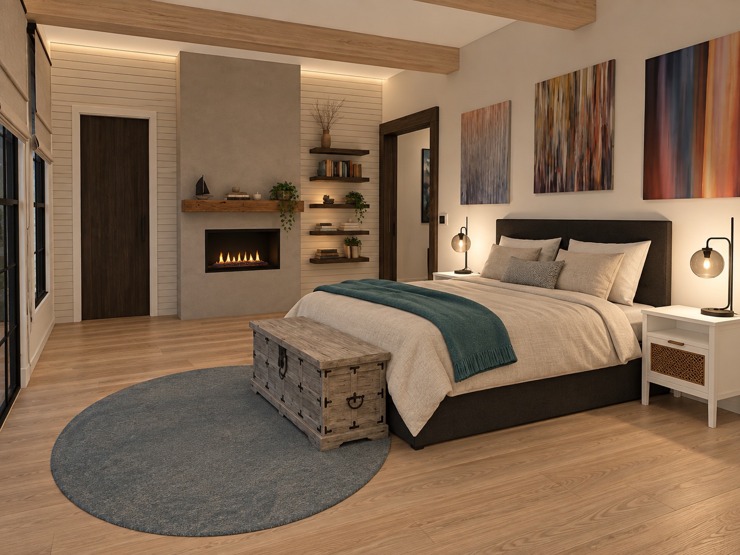 Suburban Farmhouse Primary Bedroom 2